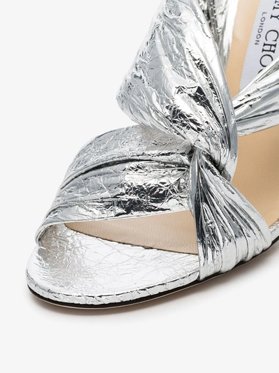 Shop Jimmy Choo Silver Lalia 100 Slingback Sandals