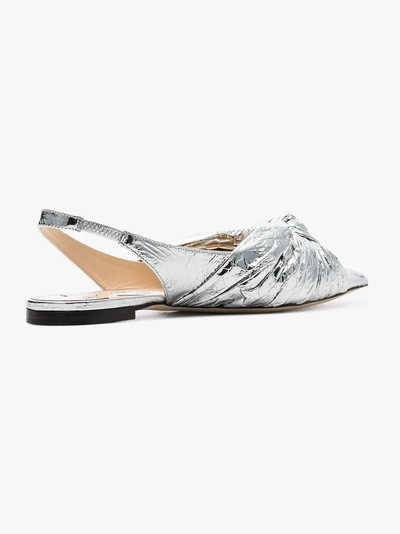 Shop Jimmy Choo Silver Annabell Slingback Flat Pumps In Metallic