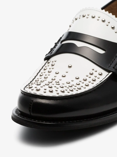 Shop Church's White And Black Pembrey Studded Loafers In Black White