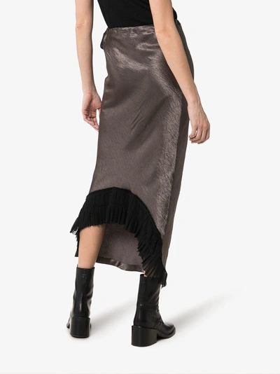 Shop Ann Demeulemeester High-waisted Silk Midi Skirt In Green
