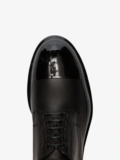 Shop Dolce & Gabbana Black Logo Tab Leather Derby Shoes