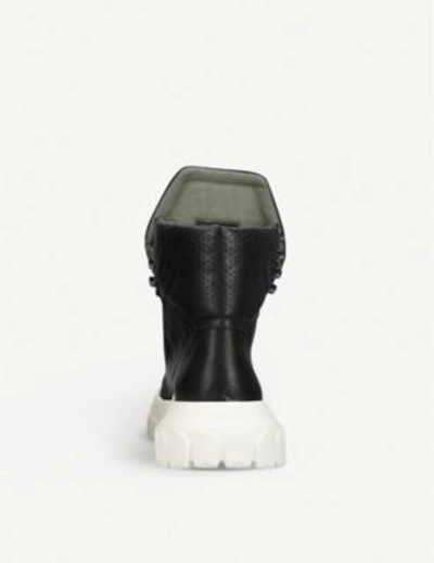 Shop Rick Owens Tractor Hiking Leather Boots In Blk/white