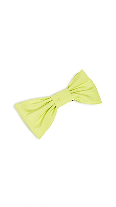 Shop Jennifer Behr Silke Faille Bow Barrette In Acid Green