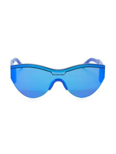 Shop Balenciaga 99mm Tonal Round Sunglasses In Blue