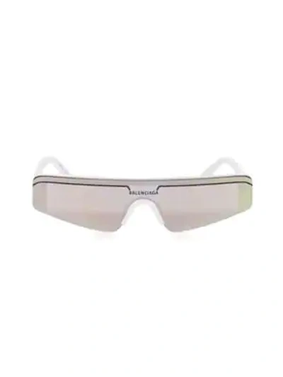 Shop Balenciaga 99mm Angular Narrow Sunglasses In White