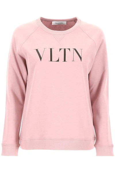 Shop Valentino Vltn Sweatshirt In Soft Pink Nero|rosa