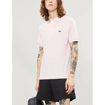 Shop Lacoste Logo-embroidered Cotton-piqué Polo Shirt In Flamingo