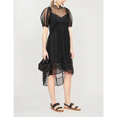 Shop Simone Rocha Tulle-overlay Cotton Dress In Black