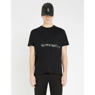 Shop Givenchy Logo-print Cotton-jersey T-shirt In Black