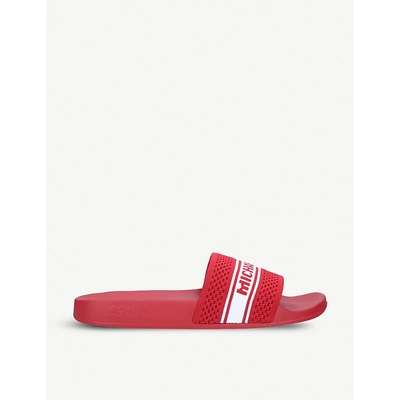 Shop Michael Michael Kors Gilmore Logo-tape Sliders In Red