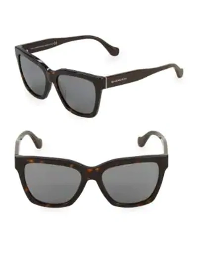 Shop Balenciaga Tortoiseshell 55mm Square Sunglasses