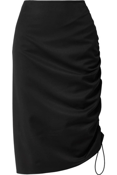 Shop Commission Ruched Twill Skirt In Black