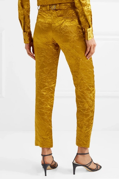 Shop Sies Marjan Willa Crinkled Satin-twill Straight-leg Pants In Gold
