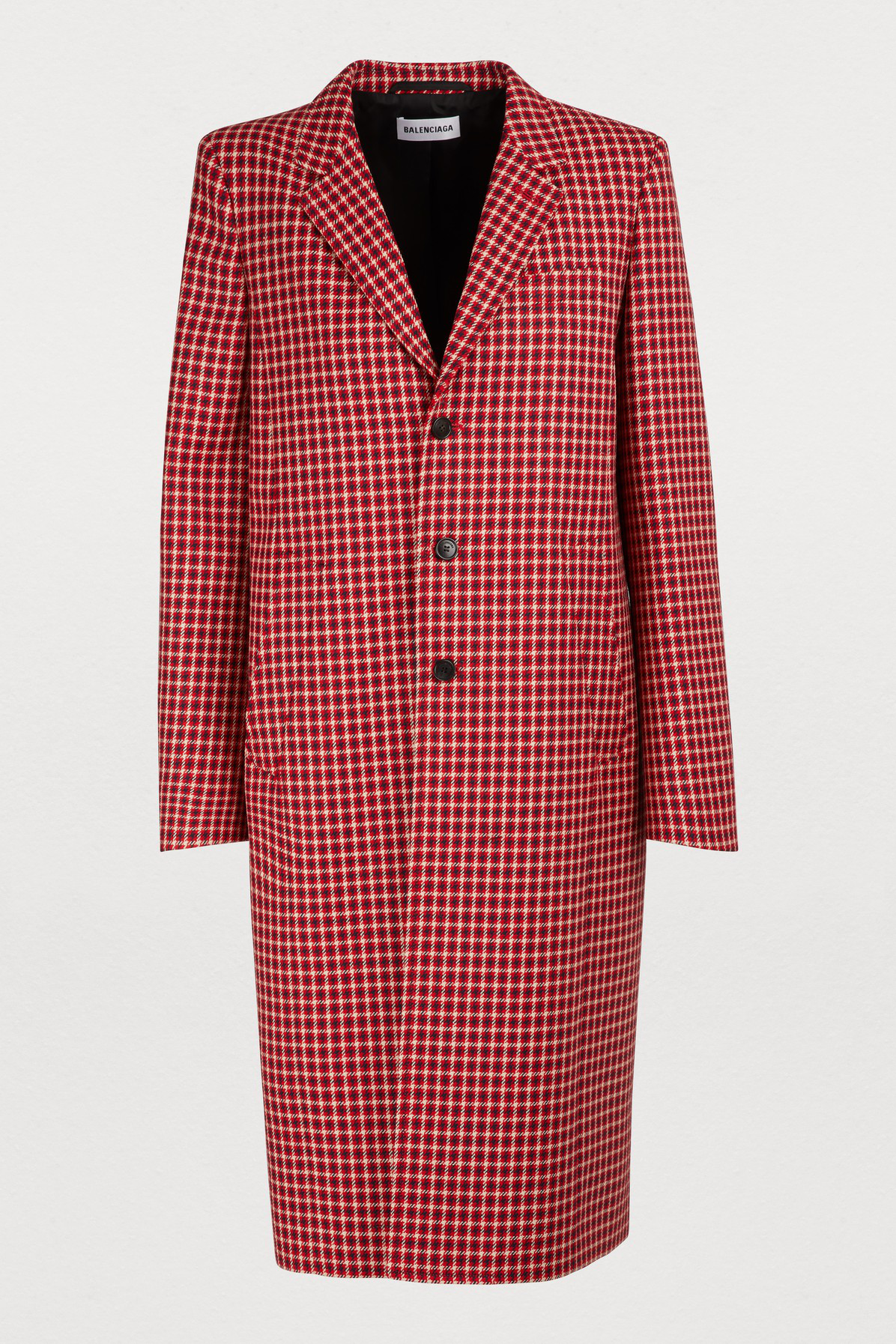 Balenciaga Long Coat In Red/navy | ModeSens