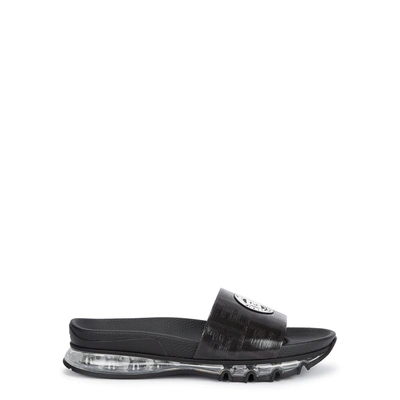 Shop Fendi Ff Monogrammed Sliders In Black