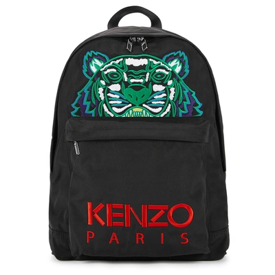 Shop Kenzo Black Tiger-embroidered Backpack