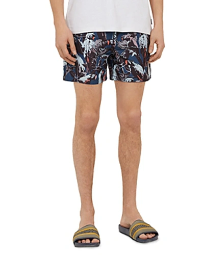 Shop Ted Baker Coastal Parrot Print Shorty Swim Shorts In Teal Blue