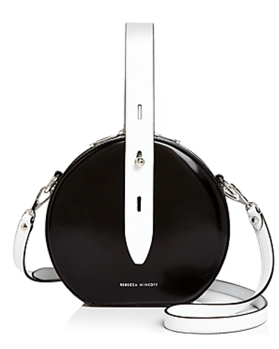Shop Rebecca Minkoff Kate Color-block Circle Bag In Black/white/silver