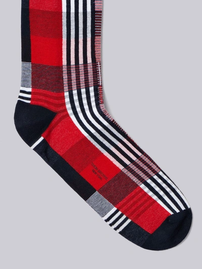 Shop Thom Browne Fun-mix Check Mid-calf Socks In Multicolour