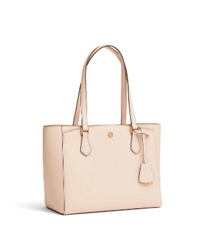 Shop Tory Burch Robinson Small Tote Bag In Shell Pink