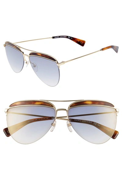 Shop Marc Jacobs 61mm Aviator Sunglasses - Dark Havana/ Gold