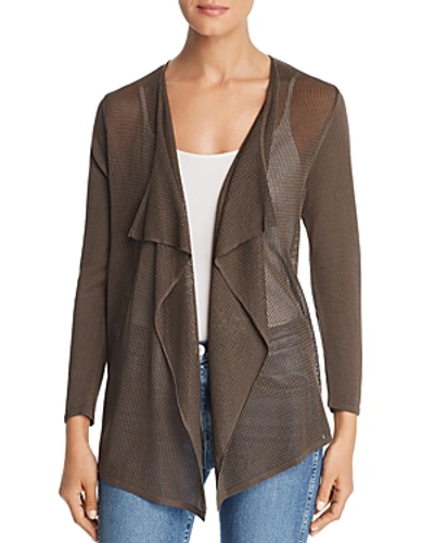 Shop Avec Lightweight Mixed-knit Cardigan In Olive