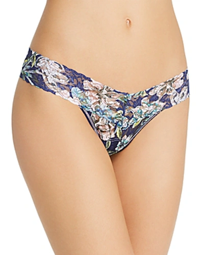 Shop Hanky Panky Low-rise Printed Lace Thong In Felice Floral