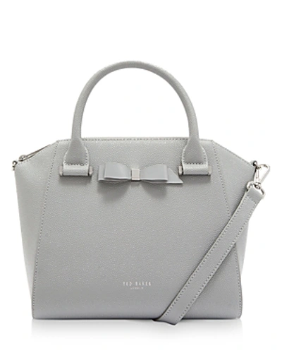 Shop Ted Baker Janne Bow Detail Leather Tote In Gray