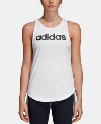 Shop Adidas Originals Adidas Women's Essentials Linear Racerback Tank Top In White/black