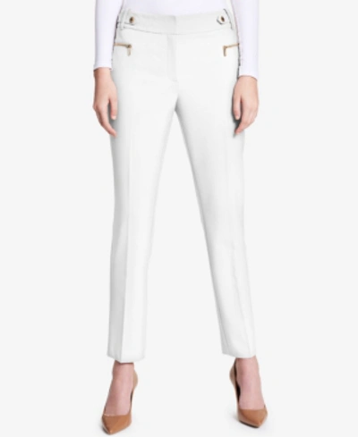 Shop Calvin Klein Zip-pocket Straight-leg Pants In Soft White