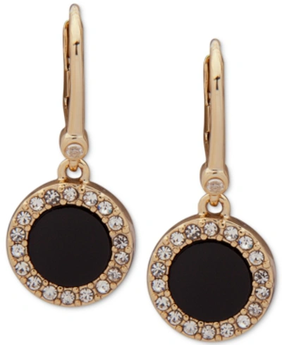 Shop Dkny Pave & Stone Small Drop Earrings In Black