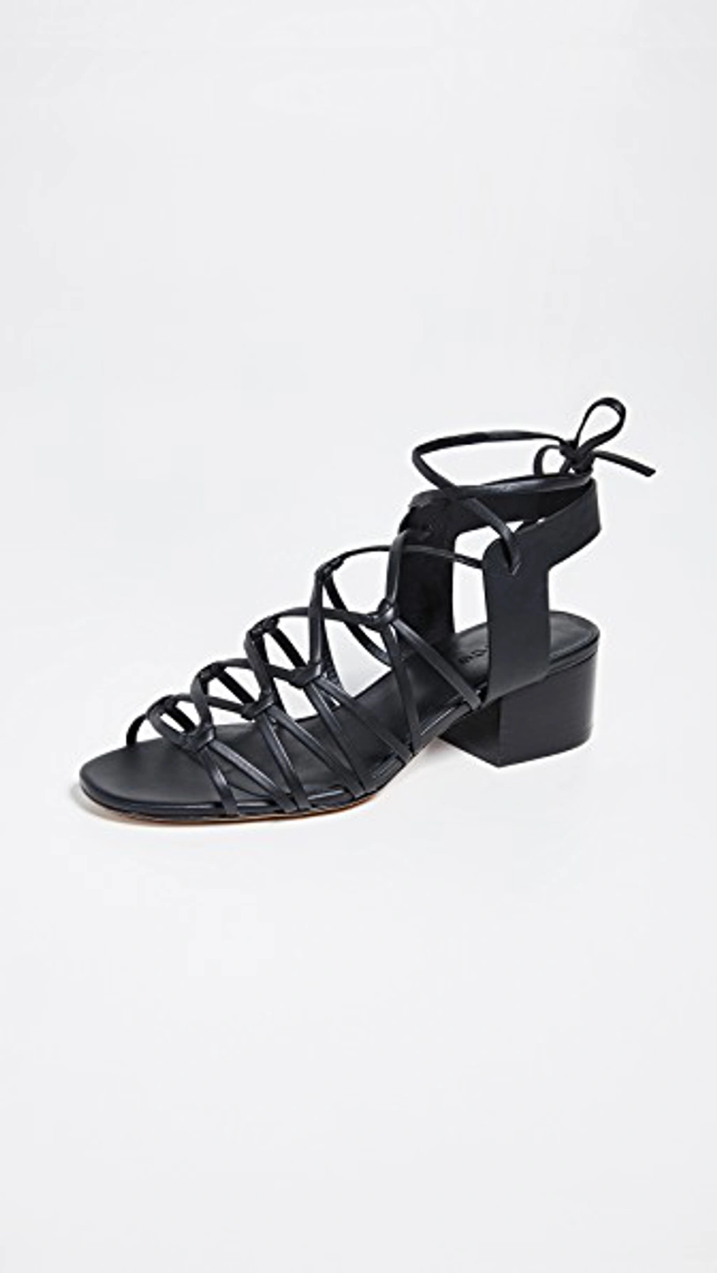 Vince Beaumont Leather Lace Up Block factory Heel Sandals in Black