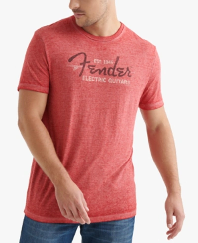 Shop Lucky Brand Men's Fender Wave Graphic T-shirt In Pompeian Red
