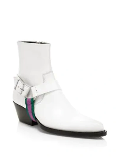 Shop Calvin Klein 205w39nyc Tex Harness Leather Ankle Boots In White