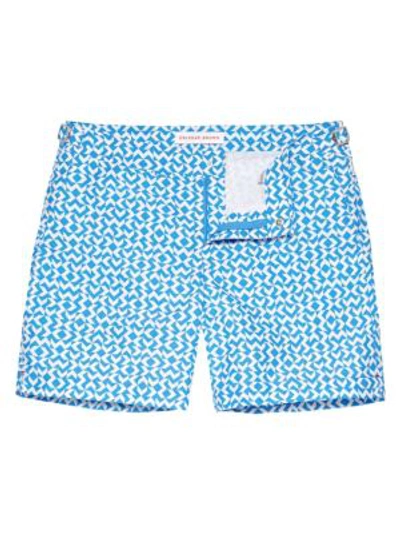 Shop Orlebar Brown Bulldog Frecce Print Swim Shorts In Bahama Blue