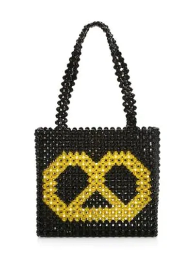 Shop Susan Alexandra Pretzel Beaded Tote In Black