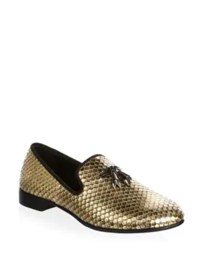 Shop Giuseppe Zanotti Metallic Scale Loafers In Gold