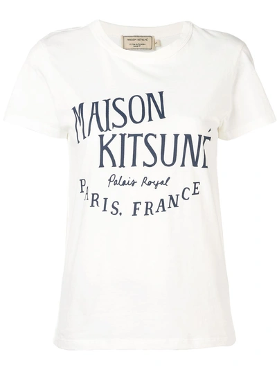Shop Maison Kitsuné Logo Print T-shirt - White