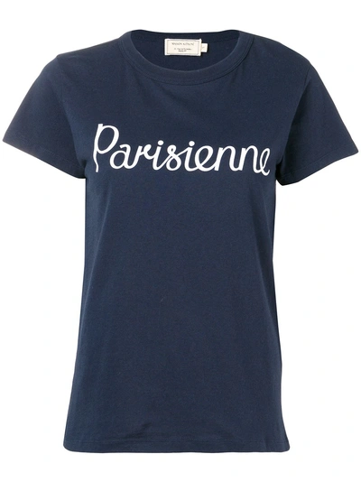 Shop Maison Kitsuné Parisienne Print T-shirt - Blue