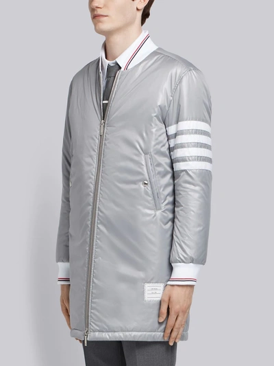 Shop Thom Browne 4-bar Down Fill Long Ripstop Bomber In Grey