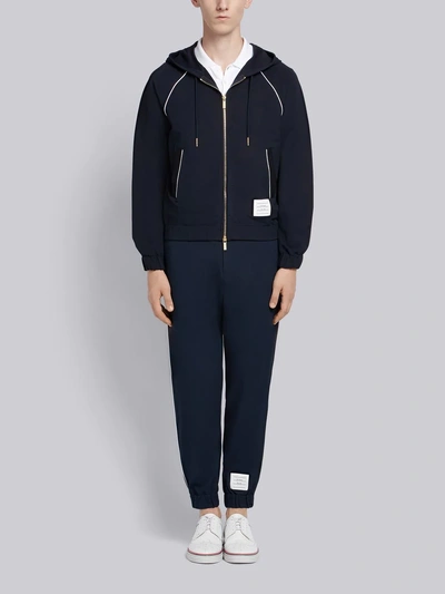 Shop Thom Browne Double-knit Tech Zip-up Hoodie In Blue