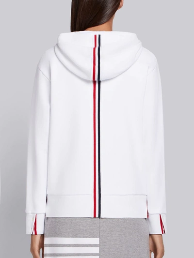 Shop Thom Browne White Classic Loopback Cotton Center Back Stripe Zip-up Hoodie