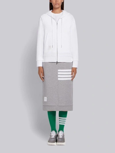 Shop Thom Browne White Classic Loopback Cotton Center Back Stripe Zip-up Hoodie