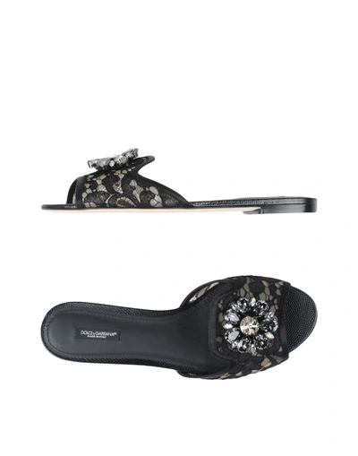 Shop Dolce & Gabbana Woman Sandals Black Size 5.5 Viscose, Cotton, Silk, Polyamide