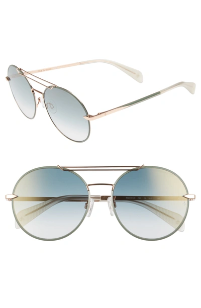 Shop Rag & Bone 59mm Round Metal Aviator Sunglasses - Gold/ Green