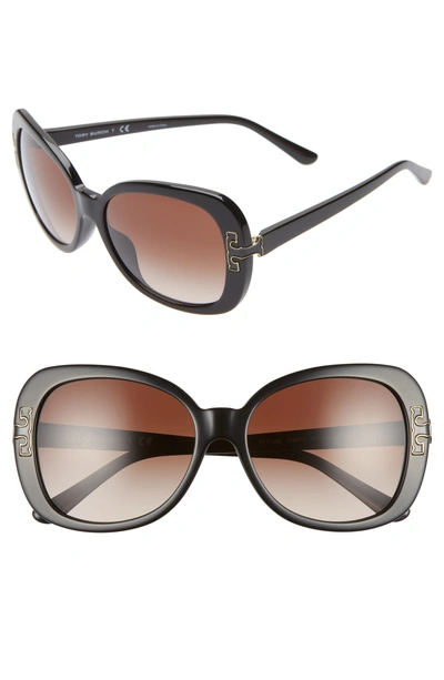Shop Tory Burch 57mm Logo T Square Sunglasses - Black Gradient