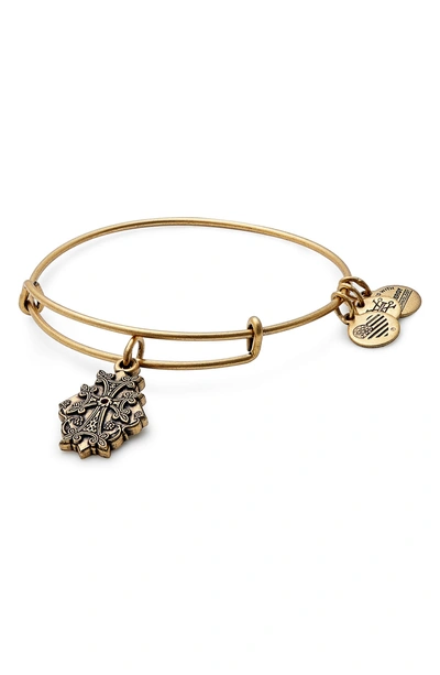 Shop Alex And Ani Armenian Cross Adjustable Wire Bangle In Russian Gold