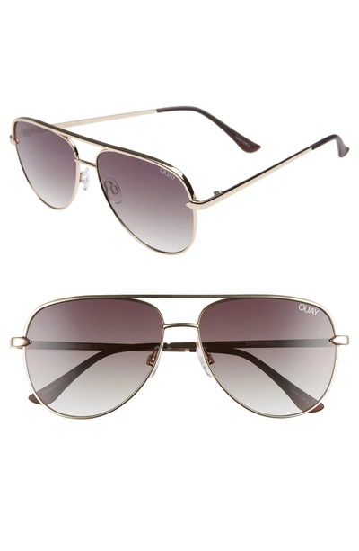 Shop Quay X Desi Perkins Sahara Mini 52mm Aviator Sunglasses - Gold/ Smoke Taupe