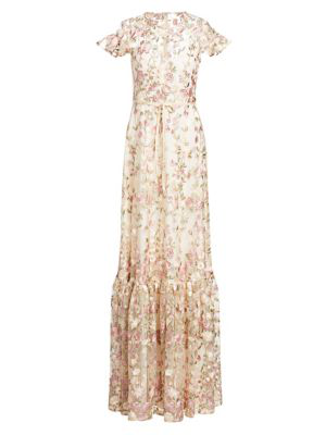 monique lhuillier floral overlay dress