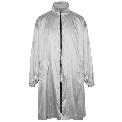 Shop Raf Simons Silver Reversible Hooded Shell Coat